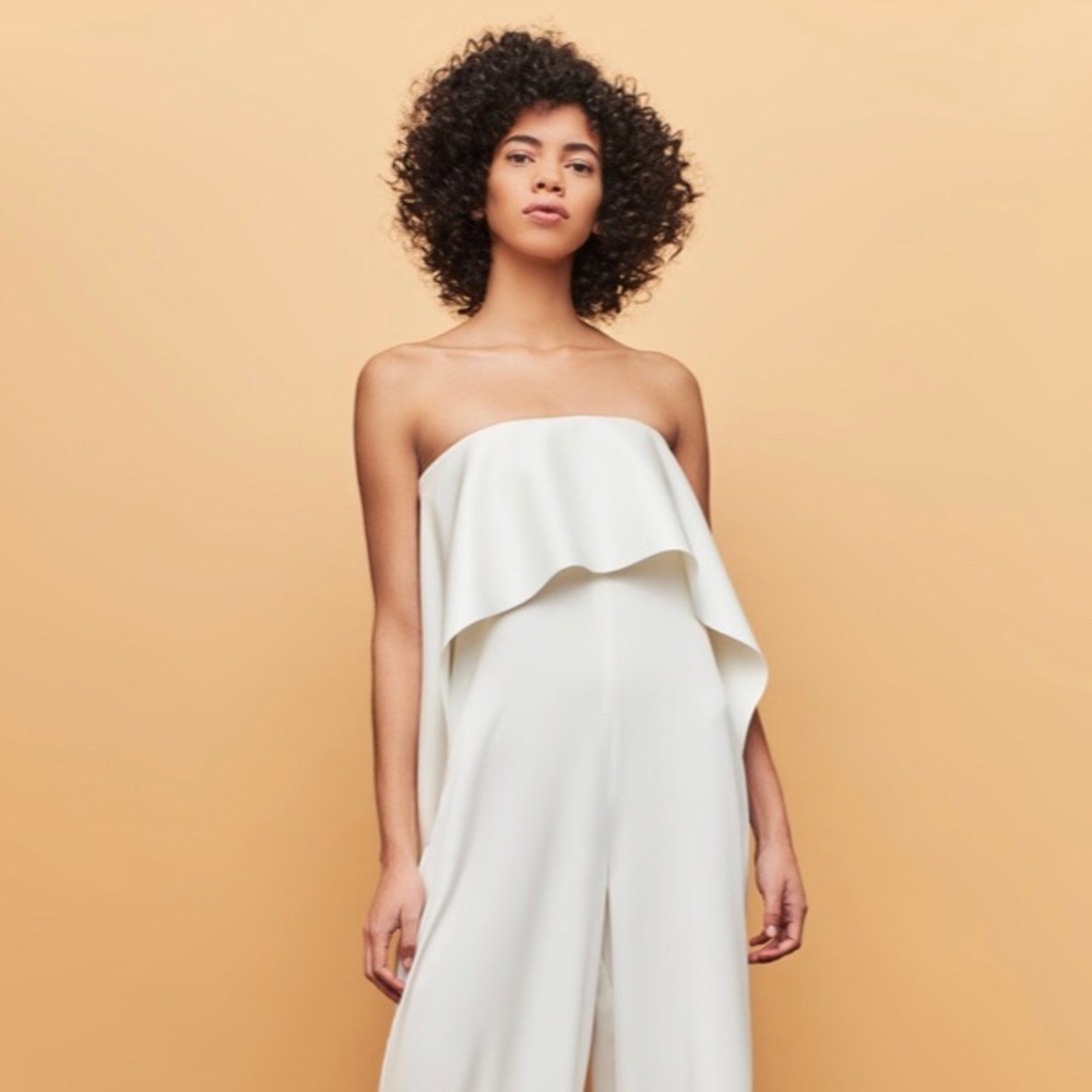 NWT XS Solace London Strapless White Jumpsuit $150